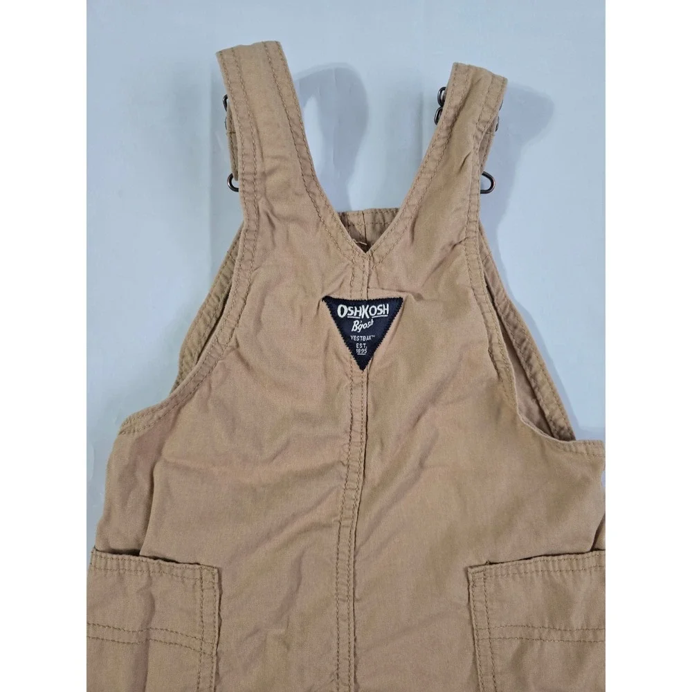 OshKosh Bgosh Toddler Boys Khaki Canvas Overalls Tan 18M 1T273010